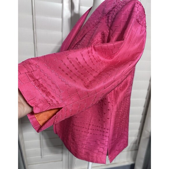 Coldwater Creek Women Size M Pink Textured Silk Jacket Blazer Lined Retro Formal - Picture 4 of 11
